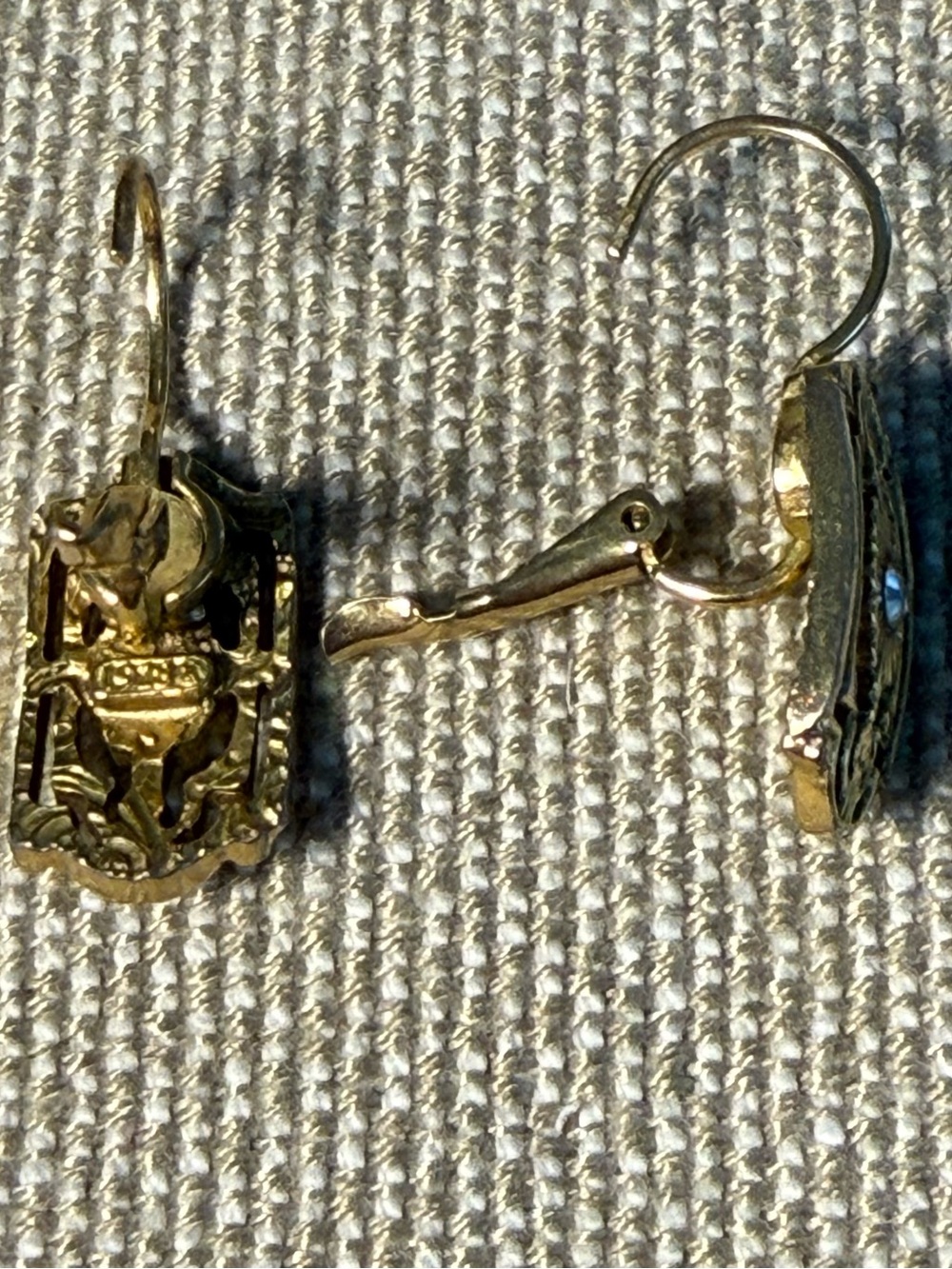 Vintage 1928 Gold-Tone Floral French Hook Earrings - Picture 5 of 7